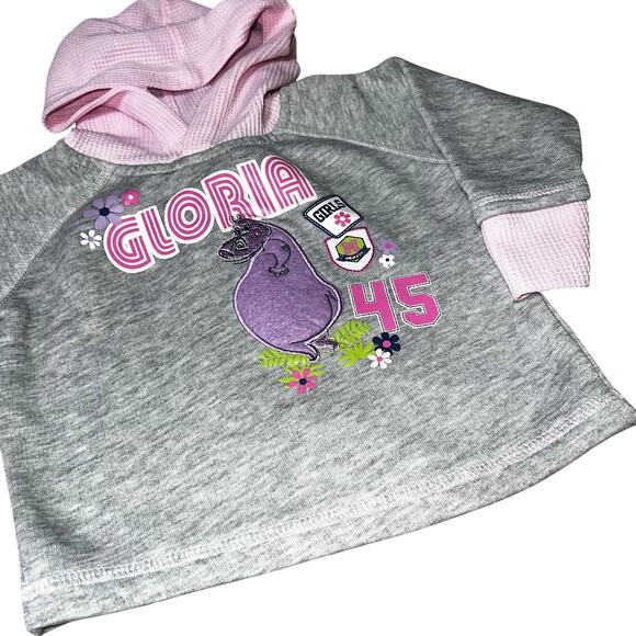 Vintage Y2K  Madagascar Gloria Hippo pink and gray hoodie sweatshirt  18 months - Picture 2 of 6